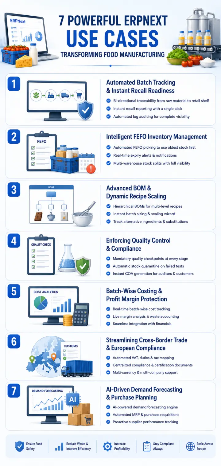 Use cases of erpnext in food manufacturin