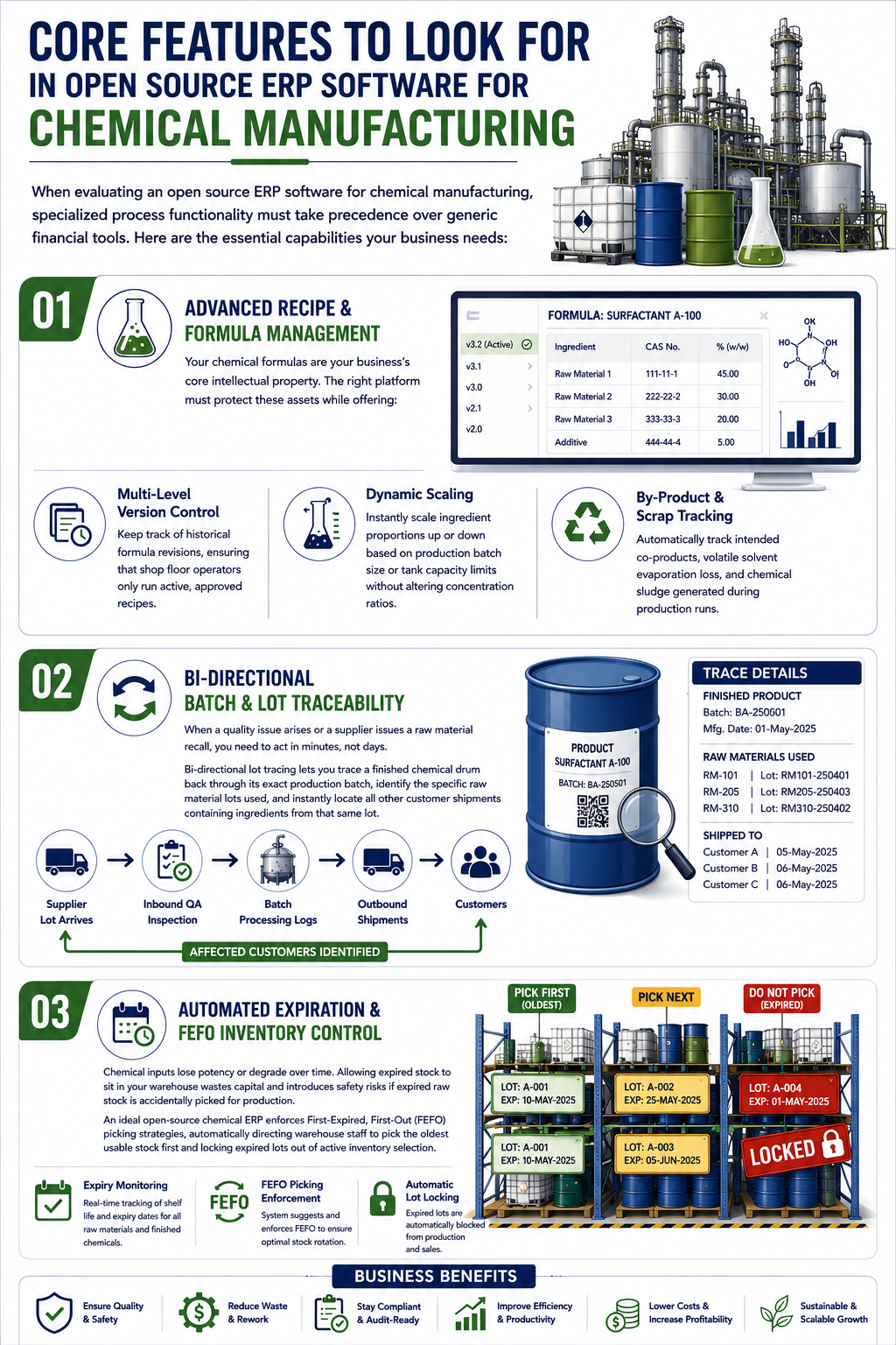 Core Features to Look For in Open Source ERP Software for Chemical Manufacturing