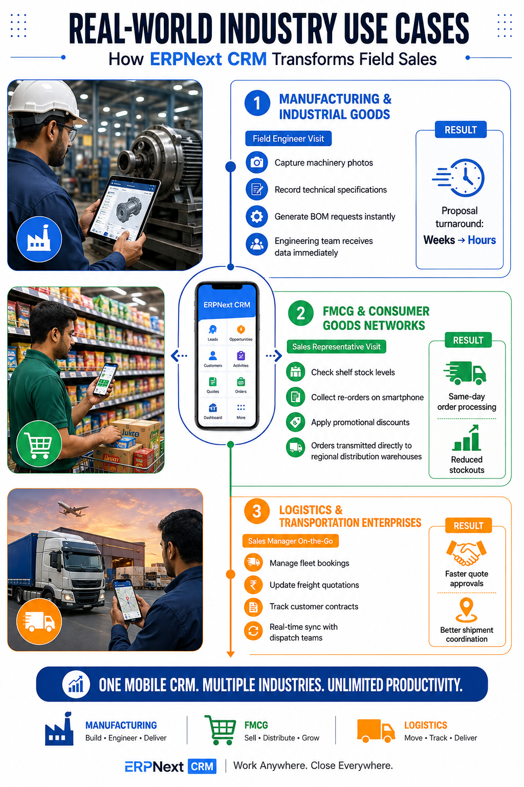 Real-World Industry Use Cases: How ERPNext CRM Transforms Field Sales